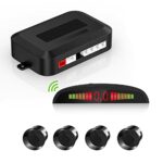 Wireless Car Parking Sensor, Reverse Radar System with 4 Parking Sensors, Wireless LED Distance Display with Sound Warning + 4 Black Color Car Re