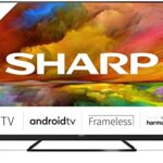 SHARP 4T-C65EQ3KM2AG 65-Inch 4K UHD Quantum Dot Frameless Android Smart TV with Freeview HD, Google Assistant, Chromecast, 4 x HDMI, 2 x USB & Bl