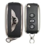 Expresskeyfobs® 3 Buttons Remote Key Fob for Bentley Continental GT GTC Flying Spur Supersports Mulsanne | Case Cover Shell Flip Blade Replacemen