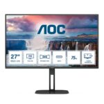AOC 27V5CE - 27 Inch FHD Monitor, 75Hz, IPS, 1ms, USB-C Docking, 65W power output, USB HUB, Height Adjust, Speakers, Flicker Free (1920 x 1080 @7