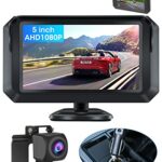 【2023 Newest】5 inch Reversing Camera Kit AHD 1080P Car Reverse Camera Kit IP68 Waterproof Rear View Camera Super Night Vision for Vans Cars Truck