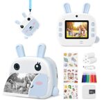 Instant Camera for Kids, Potuem Kids Camera Instant Print with 1080P 2.4 Inch Screen Zero Ink Print Paper & 32G Card for Selfie Photo Video Recor