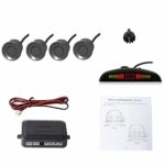 COCAR Car Auto Vehicle Reverse Backup System with 4 Parking Sensors Distance Detection Radar + LED Distance Display + Sound Warning - Gray
