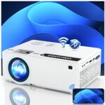 Projector, 5G WiFi Bluetooth 5.1, 9800 Lumens 1080p Upgrade Mini HD Movie Projectors, Wireless Synchronize Screen, Home Theater for HDMI, USB, VG