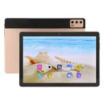 dsheng Portable Tablet, 4G RAM 128G ROM 100-240V 10 Inch Tablet Call Support for Home Travel (Gold)