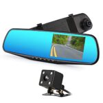 LT2 M301 Dash Cam Front and Rear, Dual Lens HD 1080P 4.3in Car DVR Rearview Mirror Camera Video Recorder