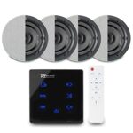 Power Dynamics Powerline Bluetooth Ceiling Speaker Set with 4x QI65CB 6.5" and A100B In-Wall Amplifier - Home Audio Hi-Fi Music System