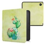 kwmobile Case Compatible with Kobo Libra 2 Case - eReader Cover - Cactus Bloom Green/Dark Pink/Light Green