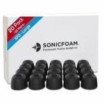 SONICFOAM Memory Foam Earbud Tips - Premium Noise Isolation, Replacement Foam Earphone Tips, 20 Pack for in Ear Headphone Earbuds (SF2 Large, Bla