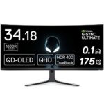 Alienware AW3423DW 34 Inch WQHD (3440x1440) 21:9 1800R Curved Gaming Monitor, 175Hz, QD OLED, 0.1ms, NVIDIA G-SYNC Ultimate, 99.3% DCI-P3, HDR400