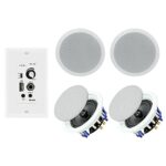 Herdio Home Audio Package in Wall Bluetooth Amplifier Volume Control Receiver Wall Plate with 6.5 Inch 640W Ceiling Speakers(2 Pairs)