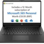 HP 14 Inch Laptop PC 14s-fq0014na, AMD Athlon 3020e, 4GB RAM, 128GB SSD, FHD, Radeon Graphics, Windows 11 in S Mode, Microsoft 365 Personal 12 Mo