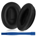 Replacement Bose Quiet Comfort 35 Ear Pads Cushions Earpads Accessories for Bose QC 35 /35II Made of Protein Leather Memory Foam (Black)