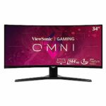ViewSonic VX3418-2KPC 34-inch 1440p WQHD 21:9 Ultra-Wide Curved Gaming Monitor, 144Hz, 1ms, Adaptive Sync, Dual Integrated Speakers, 2x HDMI, 2x