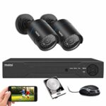 maisi 4 Channel Smart DVR CCTV Camera System, 2x 2MP Weatherproof Security Bullet Camera, Night Vision, Remote Access, Smart Motion Detection, NO