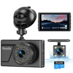 Dash Cam Front and Rear Car Camera 1080P with SD Card, Kussla 3”IPS Screen Dashcam for Car, Night Vision, 170° Wide Angle, WDR, G-Sensor, Loop Re