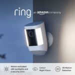 Ring Spotlight Cam Pro Battery by Amazon | Outdoor Security Camera 1080p HDR Video, 3D Motion Detection, Bird's-Eye View, LED Spotlights, alterna