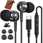 USB C Headphones with Mic Noise Cancelling Wired Headphones Stereo USB Type C Earphones for Samsung S23 S22 S21 Ultra S20 FE A53 A54 A33 A34 Z Fl