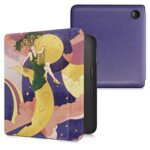 kwmobile Case Compatible with Kobo Libra 2 Case - eReader Cover - Art Deco Violet/Yellow/Green