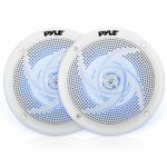 PYLE Marine Speakers - 6.4 Inch 2 Way Waterproof and Weather Resistant Outdoor Audio Stereo Sound System with LED Lights, 180 Watt Power and Low