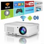 Wireless Smart LED Projector with Apps Built in, Native 1080p Projector Bluetooth for Home Cinema Outdoor Movies Gaming Sports, Digital Zoom/Keys