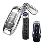 HooRLZ Ford TPU Key Fob Cover For Ford Edge Mondeo Explorer Escort Everest, 3 Button Ford Key Protection Cover Mondeo Key Cover Silicone - Silver
