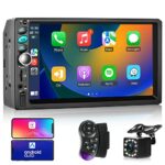 Car Radio Double Din Car Stereo Apple Carplay, Rimoody 7 Inch Touch Screen Car Radio with Bluetooth FM Radio Mirror Link TF/USB/AUX Input SWC Car