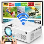 Mini WiFi Projector 1080P Full HD Supported, 8000 Lumen Portable Outdoor Video Projector Compatible with TV Stick Smartphone Tablet HDMI VGA USB,