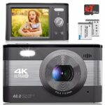 Digital 4K Camera，48MP Photo/ 1080P FHD Video/ 2.8”Screen/ 18X Zoom, Compact camera with SD card, Camera for Kids/Children/Teenagers/Students/Beg
