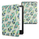 kwmobile Case Compatible with Amazon Kindle Paperwhite 11. Generation 2021 Case - eReader Cover - Green Leaves Green/White/Orange