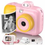 Jckduhan Kids Instant Print Camera, 1520P/42MP UHD Digital Camera with Zero Ink Print Paper & 32G TF Card, Selfie Video Camera with Flash & Selfi