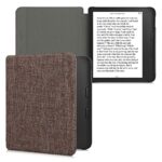 kwmobile Case Compatible with Kobo Libra 2 - Book Style Fabric e-Reader Cover Flip Folio Case - Brown