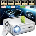 4K Supported Projector with 5G WiFi Bluetooth, Android TV 11 Smart Projector Native 1080P XGODY Sail1,700 ANSI Lumens Home Movie Zoom Function HD