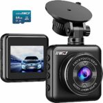 IIWEY Dash Cam Front 1080P Mini Size with 64GB SD Card, 2 Inch LCD Screen Small Car Dash Camera WDR Night Vision, 170° Wide Angle, G-sensor, Moti