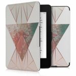 kwmobile Case Compatible with Amazon Kindle Paperwhite Case - eReader Cover - Triangular Shapes Beige/Rose Gold/White