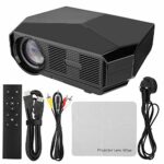 Denash Projector, 3800 LMs 720P 200 Inches 3D HD LCD Display Home Mini Portable Projector, Home Cinema Movie Video Theater Office Beamer(Black)