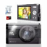 Digital Camera, 4K HD Compact Camera 1080P Photo Camera 48MP Vlogging Camera 18X Zoom Small Camera with LCD Screen, Free 32GB SD Card and Battery