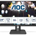 AOC 24E1Q - 24" FHD Monitor, 60Hz, 5ms, IPS, Speakers, FlickerFree, frameless Design (1920x1080 @ 60Hz, 250cd/m², HDMI/VGA/DP), Black