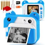 PROGRACE Instant Print Camera for Kids, Kids Instant Camera for Travel Learning Birthday Gift, Portable Digital Creative Print Camera for Boys gi