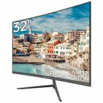 CRUA 32 Inch Curved Computer Monitor, Ultra-Thin Zero Frame, 75Hz FHD 1920x1080p Desktop Monitor, Business Computer Monitors HDMI/VGA, Home Offic