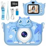 Kids Camera with Silicone Case, Kids Digital Camera 1080P 2.0 Inch Screen Camera with 32GB SD Card and Selfie Mode, Shockproof Children Camera an