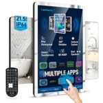 Leotachi 21.5inch TOUCH SCREEN Android Mirror TV For Bathroom Shower - IP66 Waterproof, 360° Rotation, 500nits Full HD 1080P With WiFi/LAN/USB/Bl