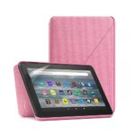 Fire 7 tablet (32 GB, Rose, without Ads) + tablet fabric cover (Wild rose) + NuPro transparent screen protector (2-pack)