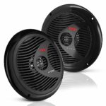 6.5 Inch Dual Marine Speakers - 2 Way Waterproof and Weather Resistant Outdoor Audio Stereo Sound System with 150 Watt Power, Polypropylene Cone