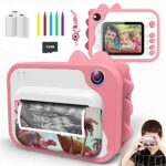 Uleway Instant Print Camera for Kids, Portable Creative Toy Gifts for Girls and Boys, Zero Ink Kids Camera with 3 Rolls Print Paper, 32GB TF Card