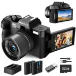 Monitech Digital Cameras for Photography 4K 48MP,Vlogging Camera for YouTube and Video with 180° Flip Screen,16X Digital Zoom,32GB TF Card, 2 Bat