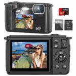 Digital Camera, 4K 64MP Cameras for Photography, 16X Zoom Vlogging Camera for YouTube with WiFi, Selfie Dual Screens Small Compact Camera with 32