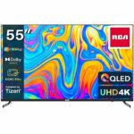 RCA 55 Inch QLED UHD Smart TV, 4K HDR10 Tizen OS TV with Samsung TV Plus Youtube Netflix Motion Mode, 3 x HDMI 2 x USB WiFi Bluetooth, Large Scre