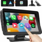 Portable Car Stereo with Wireless Apple Carplay & Android Auto, 7'' HD Touchscreen Car Radio with Bluetooth Hands-Free/Mirror Link/AUX/FM, Google