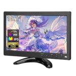 Pisichen Small Monitor 10.1 Inch Mini Monitor HD 1366X768 IPS Screen VGA HDMI Portable Monitor for PC Laptop PS4 Raspberry Pi, Built-in Speakers